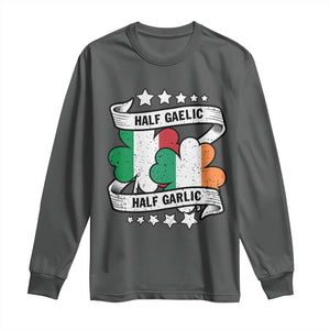 Funny Half Gaelic Half Garlic Long Sleeve Shirt Irish Italian St. Patrick's Day TS11 Dark Heather Print Your Wear