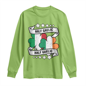 Funny Half Gaelic Half Garlic Long Sleeve Shirt Irish Italian St. Patrick's Day TS11 Lime Print Your Wear