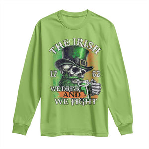 Irish Soldiers 1762 Long Sleeve Shirt The Irish We Drink And We Fight Shamrock Skull Beer TS11 Lime Print Your Wear