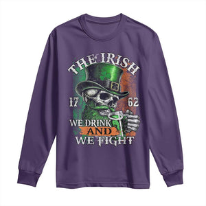 Irish Soldiers 1762 Long Sleeve Shirt The Irish We Drink And We Fight Shamrock Skull Beer TS11 Purple Print Your Wear