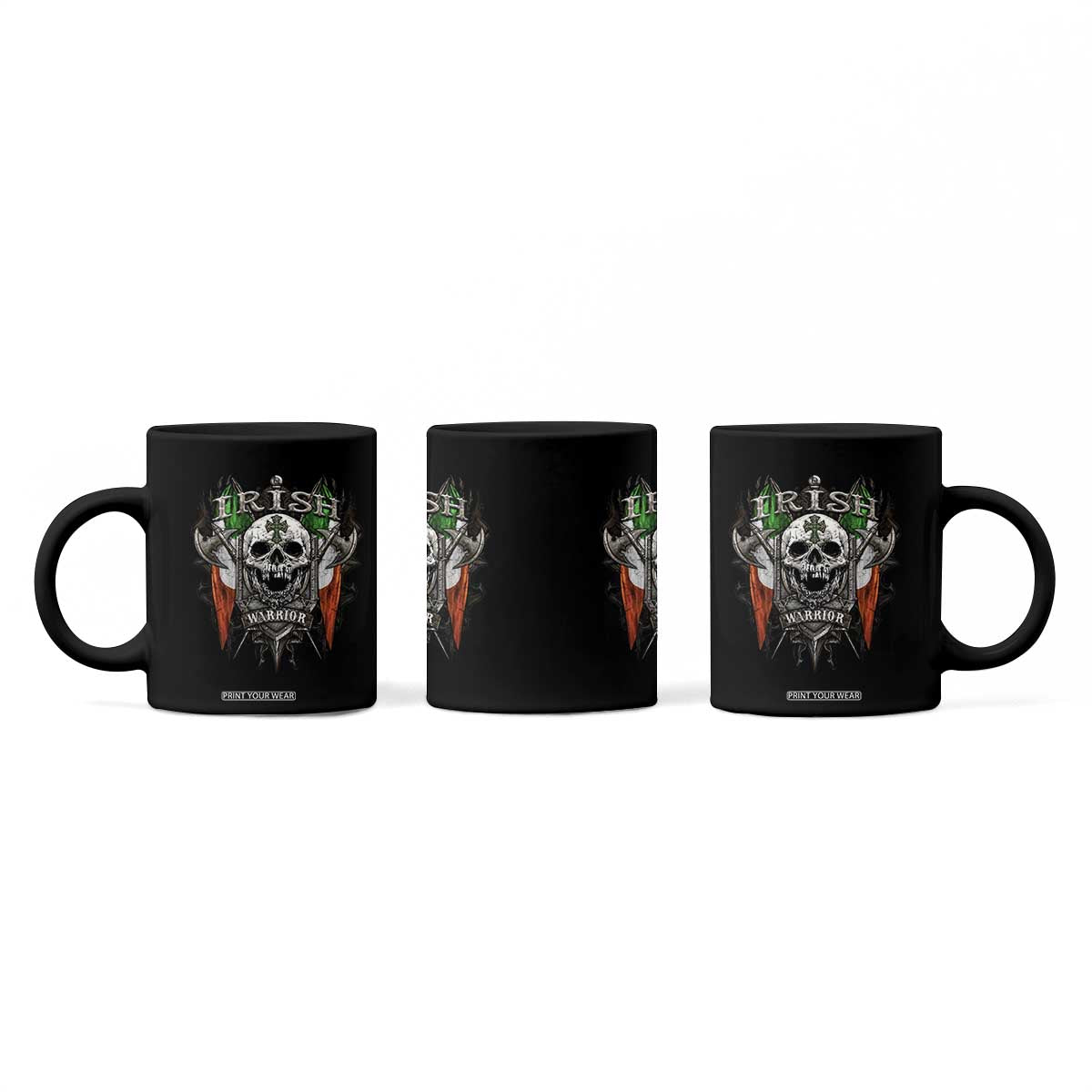 Funny Irish Warrior Coffee Mug Vintage Skull Celtic Cross Ireland Flag TS11 Print Your Wear