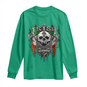 Funny Irish Warrior Long Sleeve Shirt Vintage Skull Celtic Cross Ireland Flag TS11 Irish Green Print Your Wear