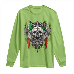 Funny Irish Warrior Long Sleeve Shirt Vintage Skull Celtic Cross Ireland Flag TS11 Lime Print Your Wear