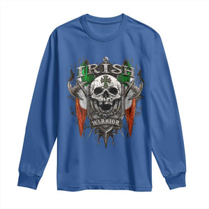 Funny Irish Warrior Long Sleeve Shirt Vintage Skull Celtic Cross Ireland Flag TS11 Royal Blue Print Your Wear