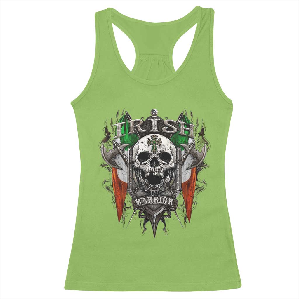 Funny Irish Warrior Racerback Tank Top Vintage Skull Celtic Cross Ireland Flag TS11 Lime Print Your Wear