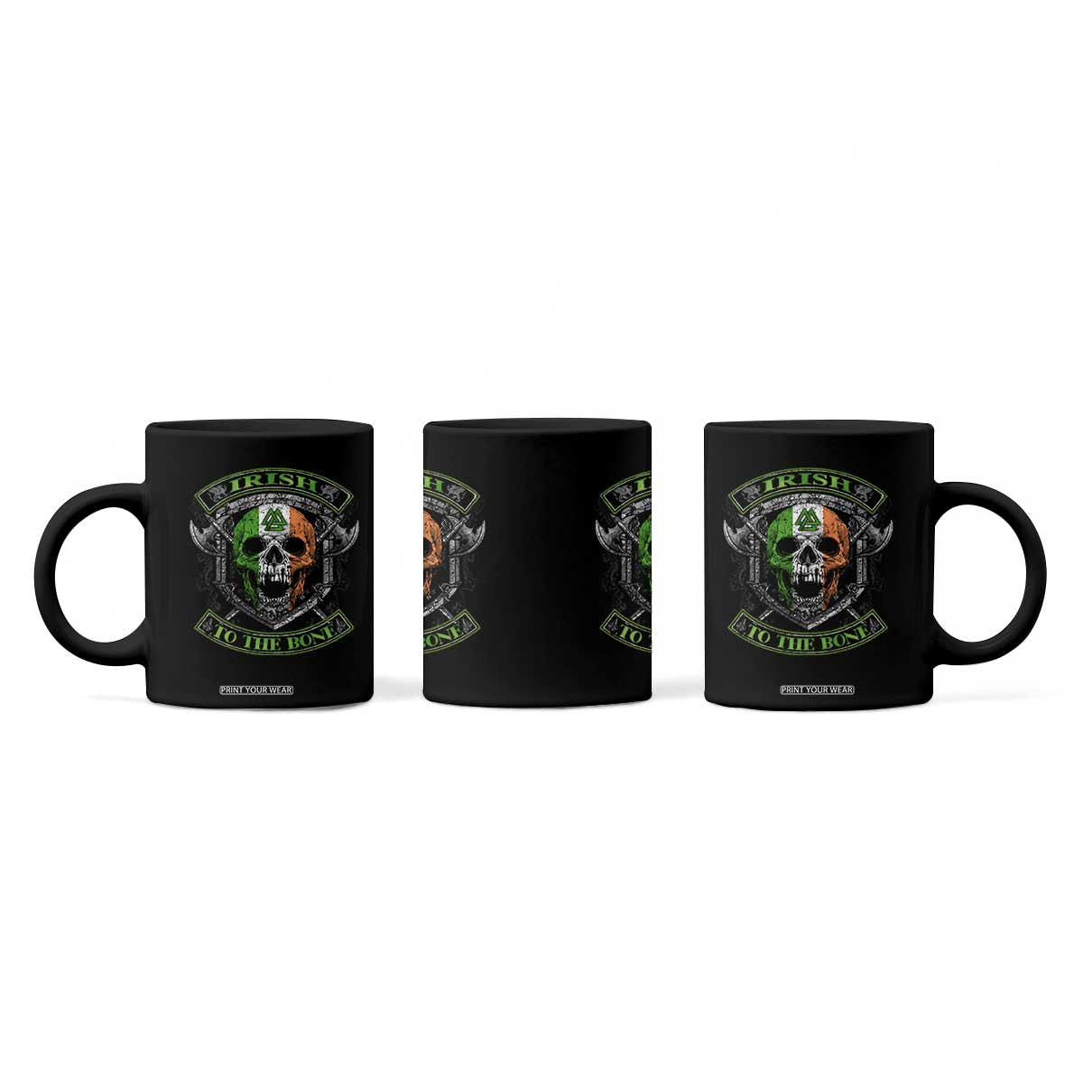 Irish Viking Coffee Mug Irish To The Bone Vintage Ireland Flag Skull TS11 Print Your Wear