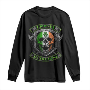 Irish Viking Long Sleeve Shirt Irish To The Bone Vintage Ireland Flag Skull TS11 Black Print Your Wear