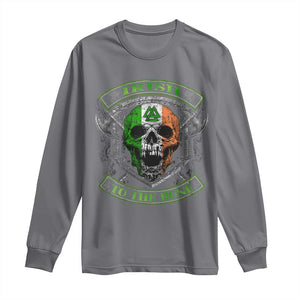 Irish Viking Long Sleeve Shirt Irish To The Bone Vintage Ireland Flag Skull TS11 Charcoal Print Your Wear