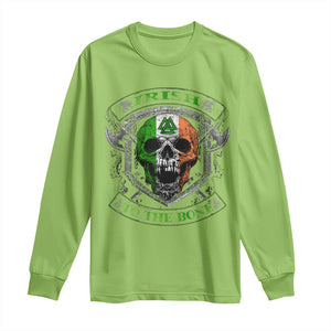 Irish Viking Long Sleeve Shirt Irish To The Bone Vintage Ireland Flag Skull TS11 Lime Print Your Wear