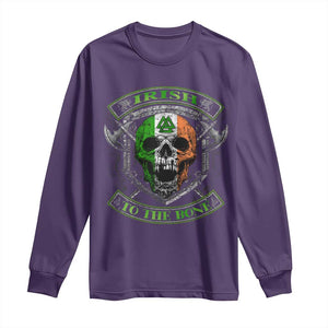 Irish Viking Long Sleeve Shirt Irish To The Bone Vintage Ireland Flag Skull TS11 Purple Print Your Wear