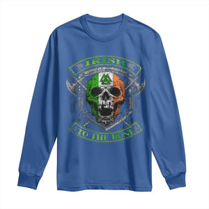 Irish Viking Long Sleeve Shirt Irish To The Bone Vintage Ireland Flag Skull TS11 Royal Blue Print Your Wear