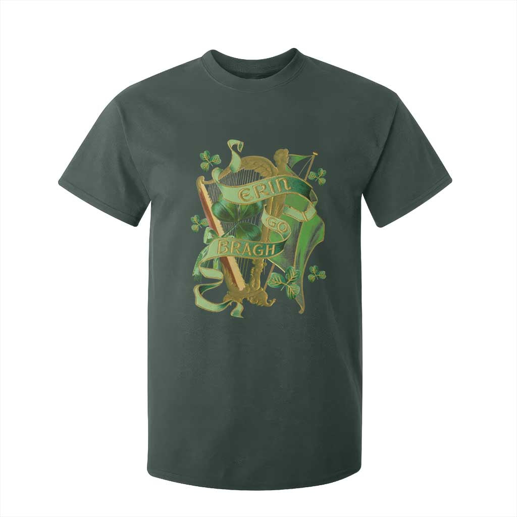 Irish Pride T Shirt For Kid Erin Go Bragh Harp Shamrock St Patrick's Day TS11 Dark Forest Green Print Your Wear
