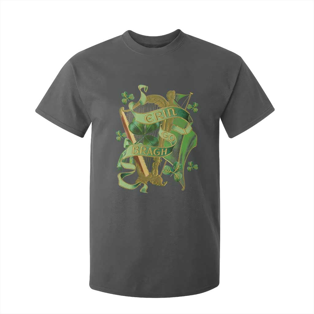 Irish Pride T Shirt For Kid Erin Go Bragh Harp Shamrock St Patrick's Day TS11 Dark Heather Print Your Wear