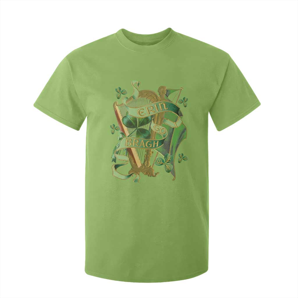 Irish Pride T Shirt For Kid Erin Go Bragh Harp Shamrock St Patrick's Day TS11 Lime Print Your Wear