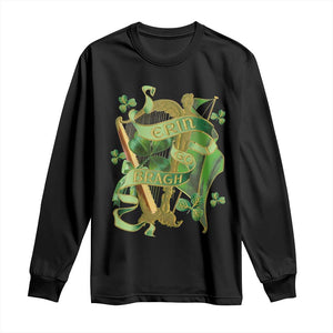 Irish Pride Long Sleeve Shirt Erin Go Bragh Harp Shamrock St Patrick's Day TS11 Black Print Your Wear