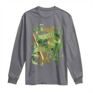 Irish Pride Long Sleeve Shirt Erin Go Bragh Harp Shamrock St Patrick's Day TS11 Charcoal Print Your Wear