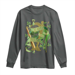 Irish Pride Long Sleeve Shirt Erin Go Bragh Harp Shamrock St Patrick's Day TS11 Dark Heather Print Your Wear