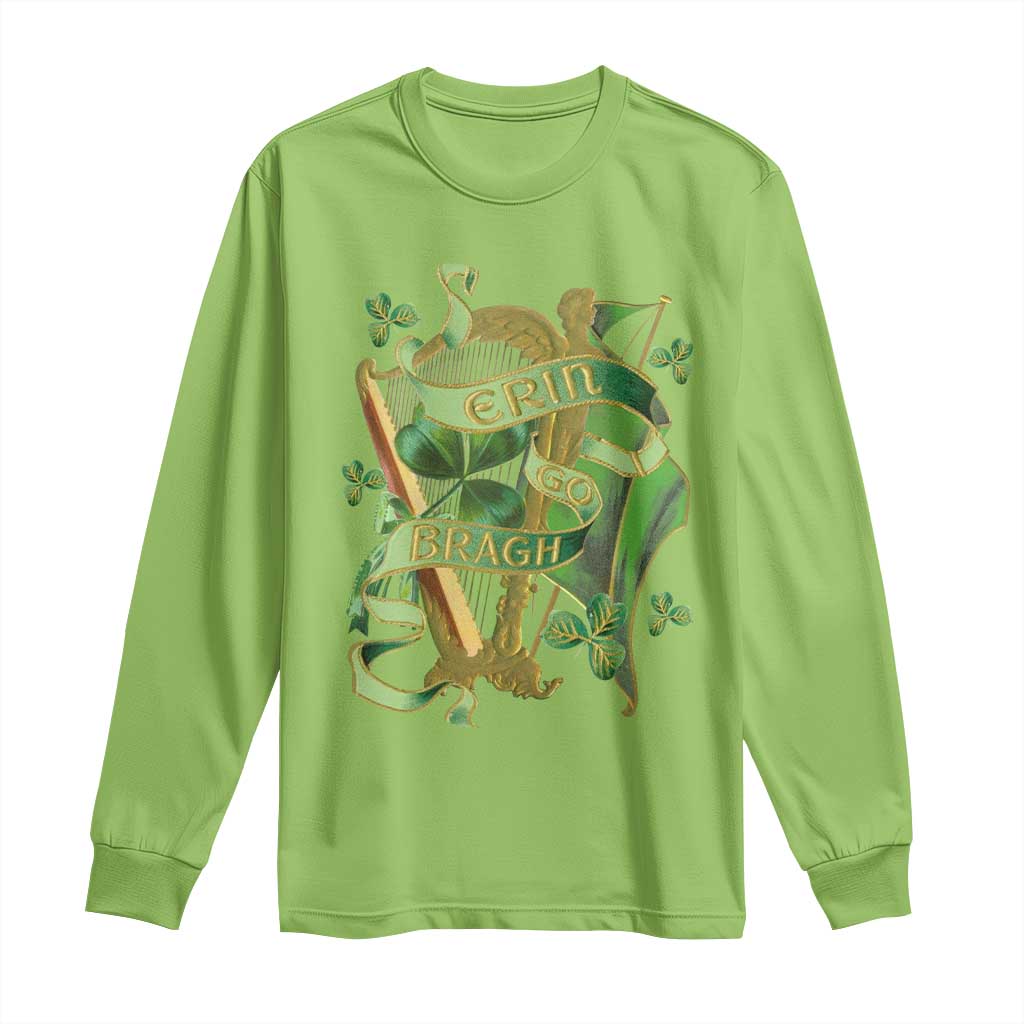 Irish Pride Long Sleeve Shirt Erin Go Bragh Harp Shamrock St Patrick's Day TS11 Lime Print Your Wear