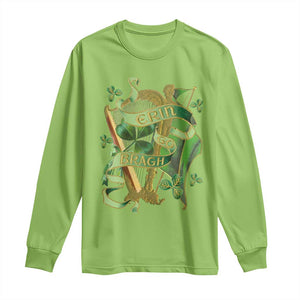 Irish Pride Long Sleeve Shirt Erin Go Bragh Harp Shamrock St Patrick's Day TS11 Lime Print Your Wear