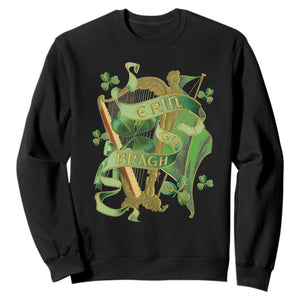 Irish Pride Sweatshirt Erin Go Bragh Harp Shamrock St Patrick's Day TS11 Black Print Your Wear