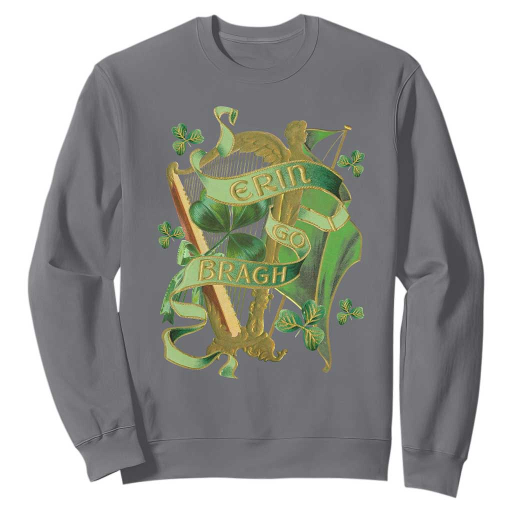 Irish Pride Sweatshirt Erin Go Bragh Harp Shamrock St Patrick's Day TS11 Charcoal Print Your Wear