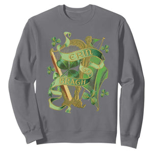 Irish Pride Sweatshirt Erin Go Bragh Harp Shamrock St Patrick's Day TS11 Charcoal Print Your Wear