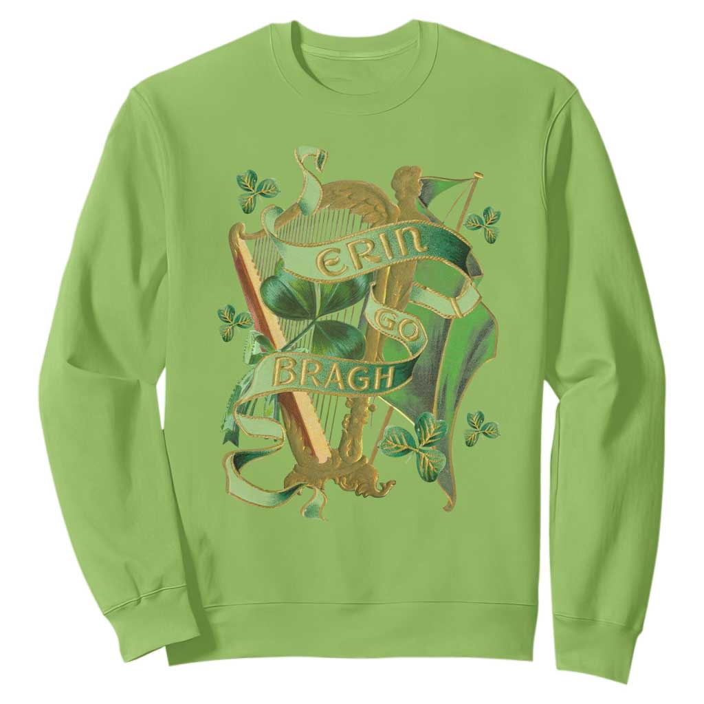 Irish Pride Sweatshirt Erin Go Bragh Harp Shamrock St Patrick's Day TS11 Lime Print Your Wear