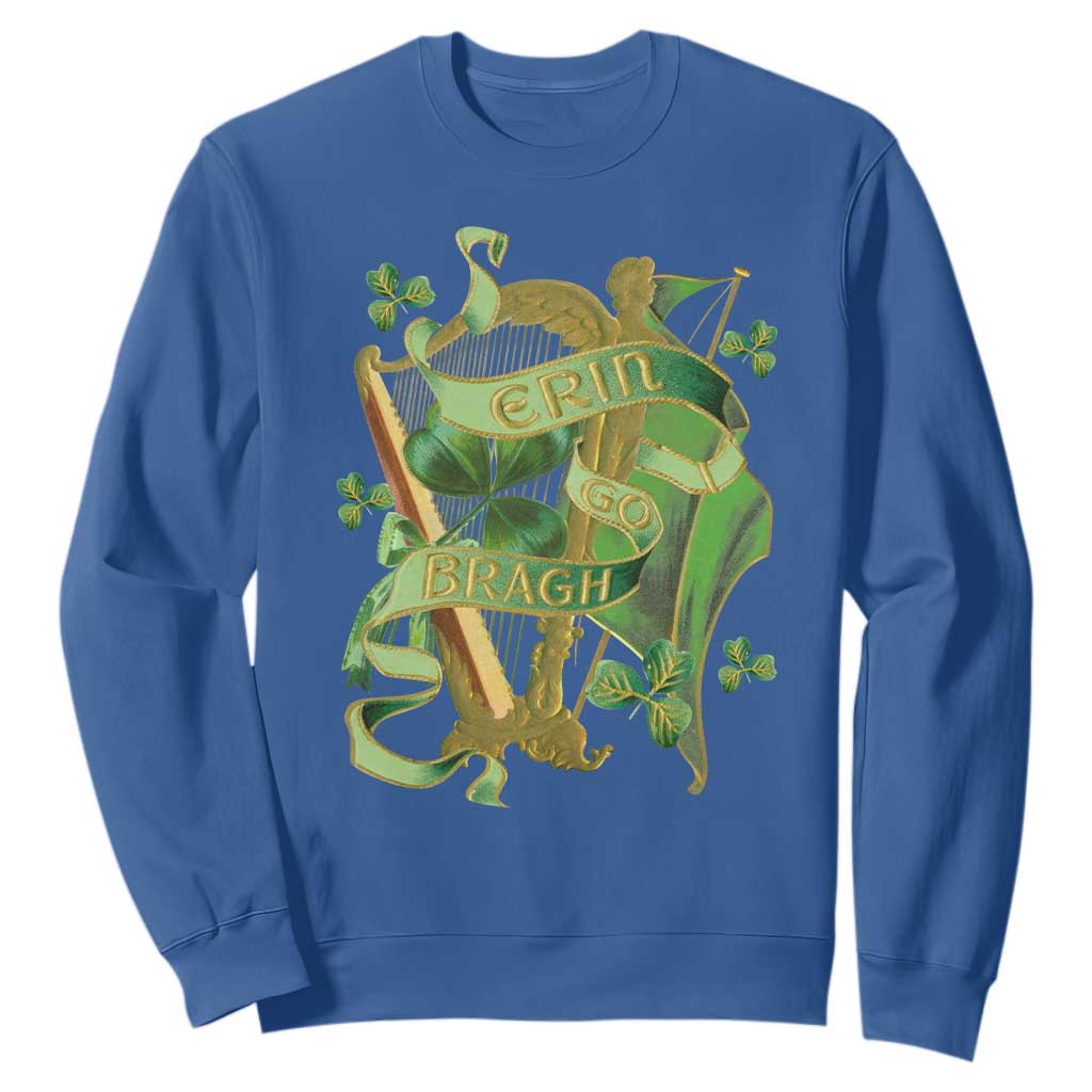 Irish Pride Sweatshirt Erin Go Bragh Harp Shamrock St Patrick's Day TS11 Royal Blue Print Your Wear