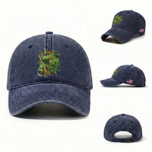 Irish Pride Washed Cotton Baseball Cap Erin Go Bragh Harp Shamrock St Patrick's Day TS11 Washed Cap Universal Fit Navy Print Your Wear