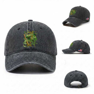 Irish Pride Washed Cotton Baseball Cap Erin Go Bragh Harp Shamrock St Patrick's Day TS11 Washed Cap Universal Fit Dark Gray Print Your Wear
