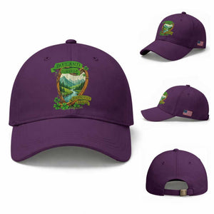 Irish Pride Baseball Cap Ireland Forever Erin Go Bragh Harp Shamrock TS11 Baseball Cap Universal Fit Purple Print Your Wear