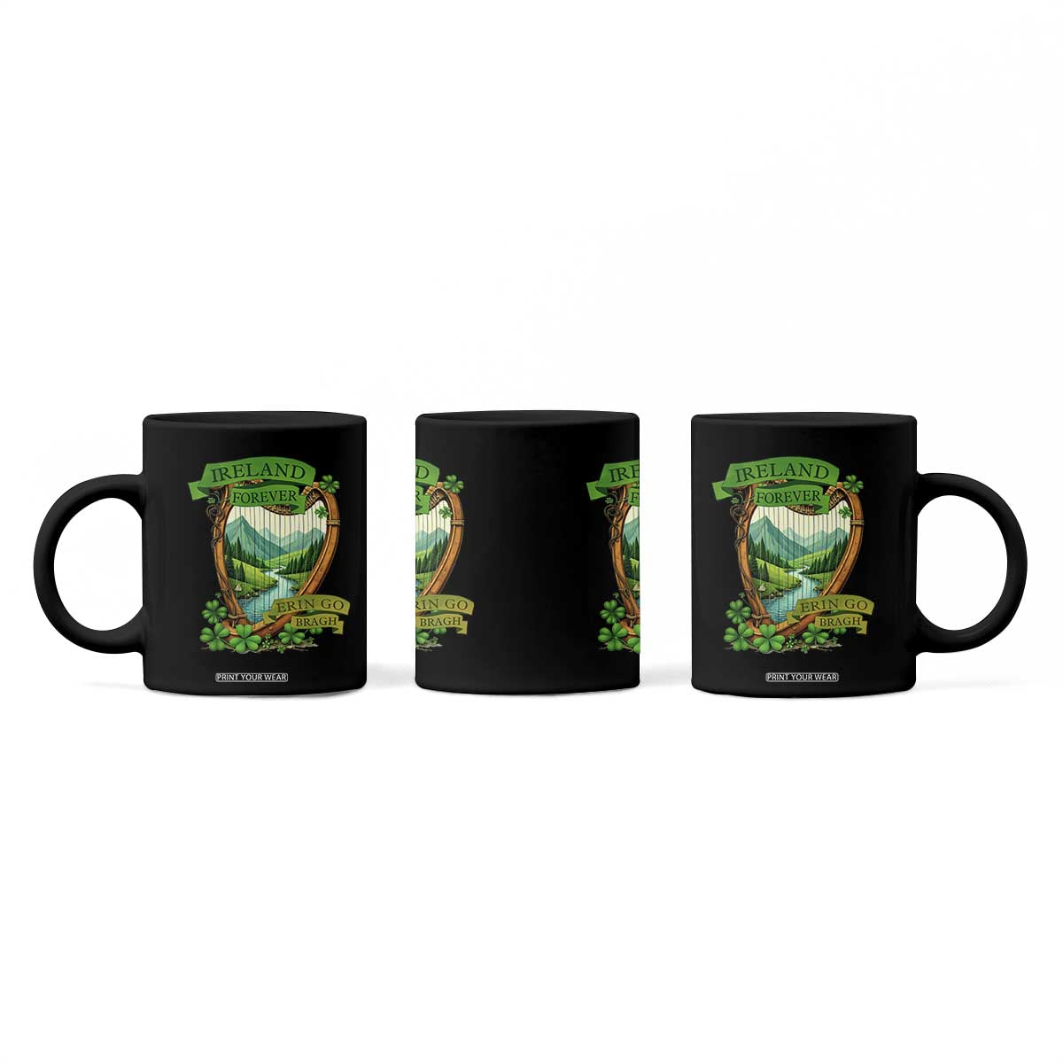Irish Pride Coffee Mug Ireland Forever Erin Go Bragh Harp Shamrock TS11 Print Your Wear