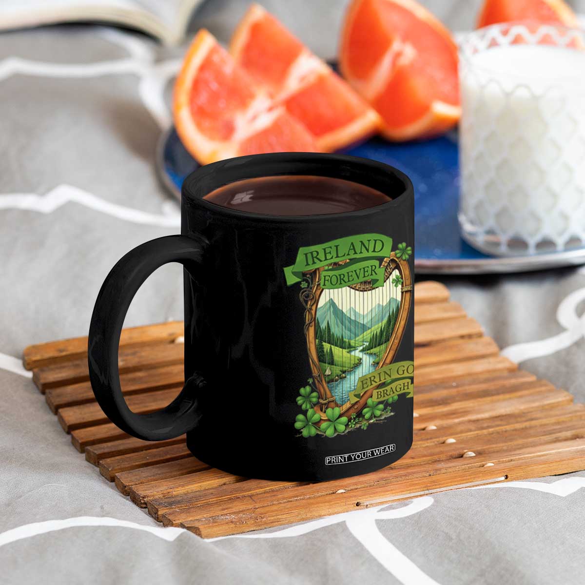 Irish Pride Coffee Mug Ireland Forever Erin Go Bragh Harp Shamrock TS11 Print Your Wear