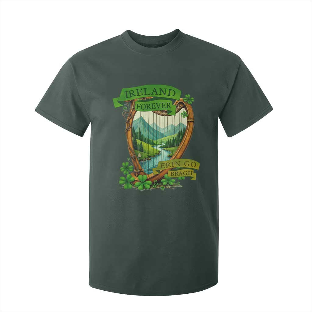 Irish Pride T Shirt For Kid Ireland Forever Erin Go Bragh Harp Shamrock TS11 Dark Forest Green Print Your Wear