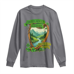 Irish Pride Long Sleeve Shirt Ireland Forever Erin Go Bragh Harp Shamrock TS11 Charcoal Print Your Wear