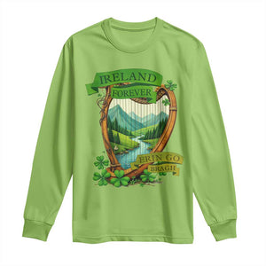 Irish Pride Long Sleeve Shirt Ireland Forever Erin Go Bragh Harp Shamrock TS11 Lime Print Your Wear
