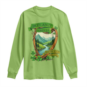 Irish Pride Long Sleeve Shirt Ireland Forever Erin Go Bragh Harp Shamrock TS11 Lime Print Your Wear