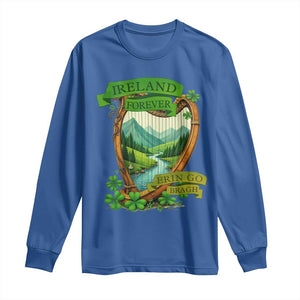 Irish Pride Long Sleeve Shirt Ireland Forever Erin Go Bragh Harp Shamrock TS11 Royal Blue Print Your Wear