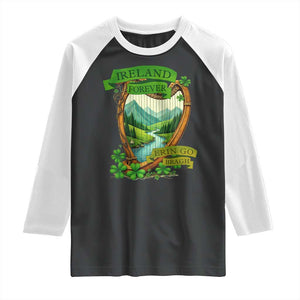 Irish Pride Raglan Shirt Ireland Forever Erin Go Bragh Harp Shamrock TS11 Black White Print Your Wear