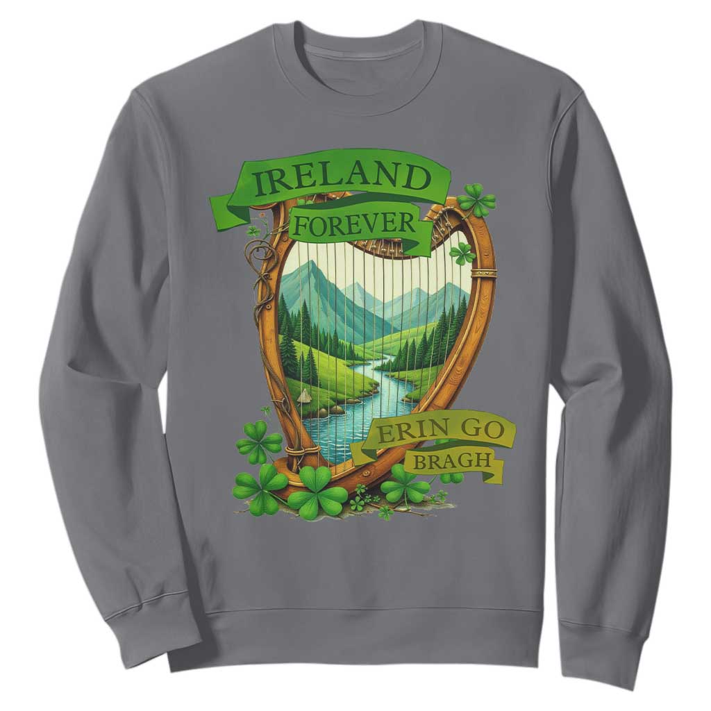 Irish Pride Sweatshirt Ireland Forever Erin Go Bragh Harp Shamrock TS11 Charcoal Print Your Wear