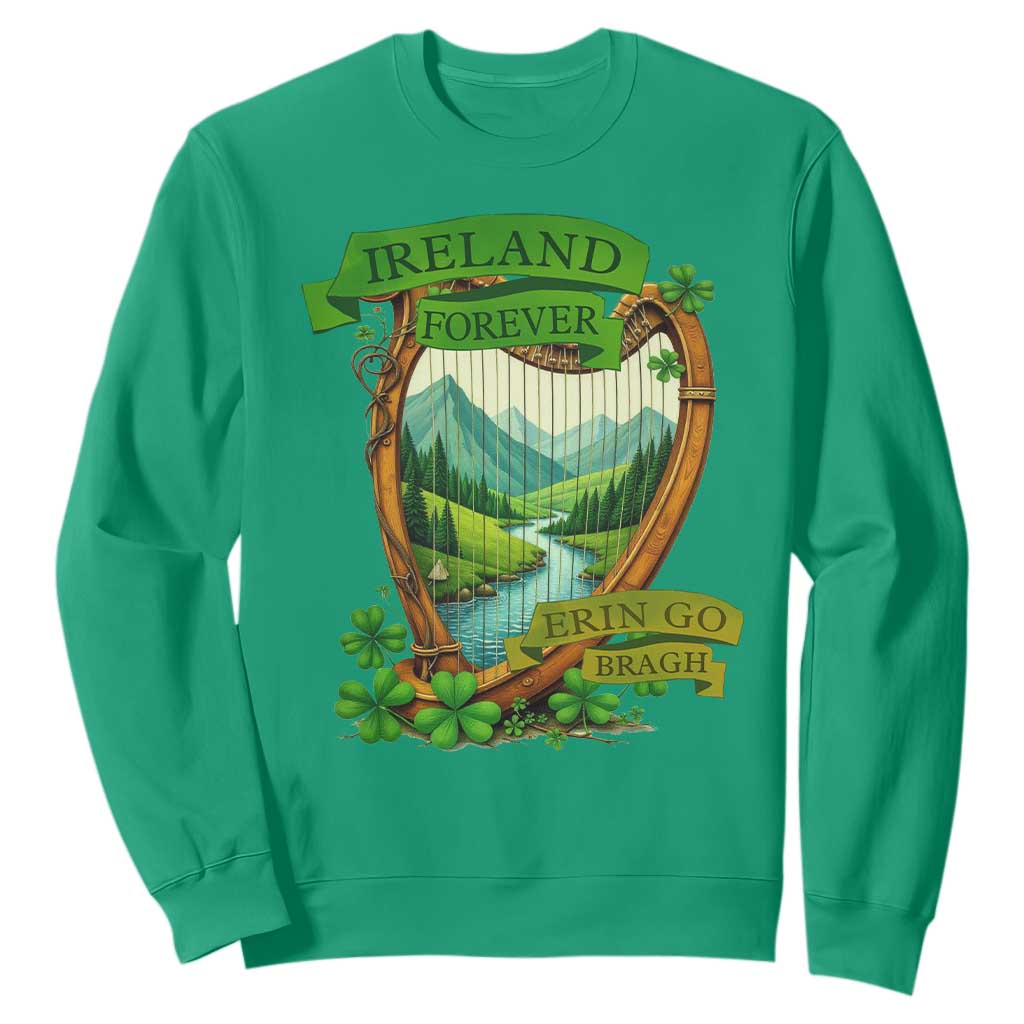 Irish Pride Sweatshirt Ireland Forever Erin Go Bragh Harp Shamrock TS11 Irish Green Print Your Wear