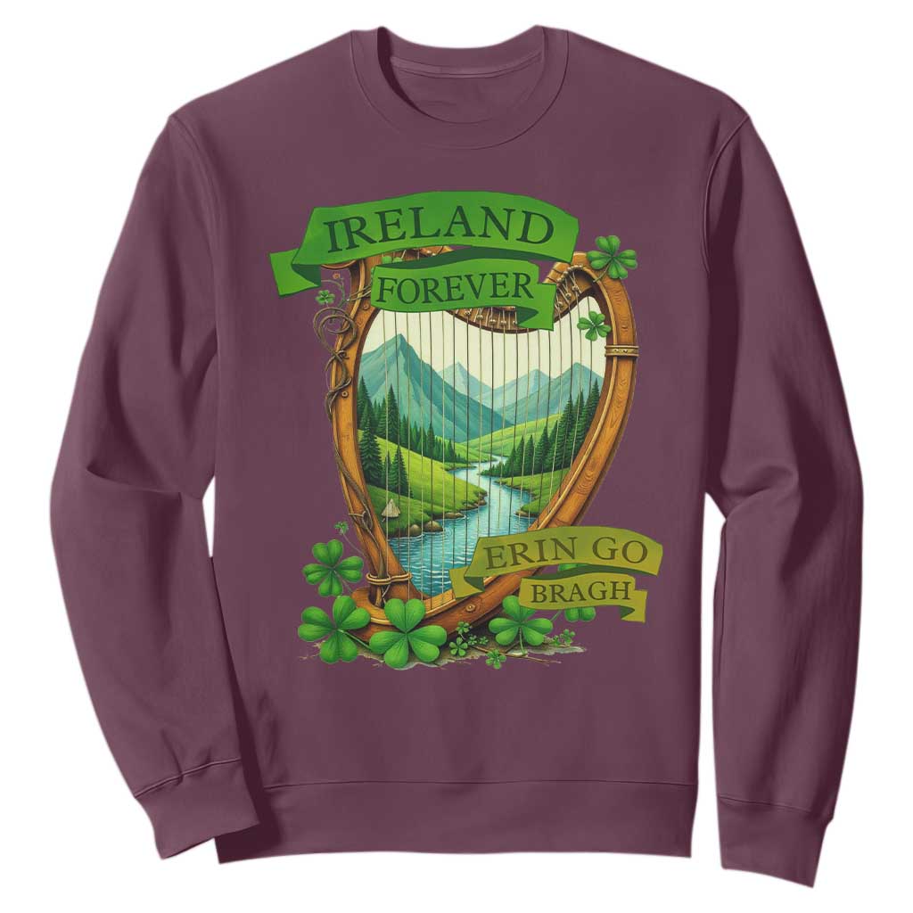 Irish Pride Sweatshirt Ireland Forever Erin Go Bragh Harp Shamrock TS11 Maroon Print Your Wear