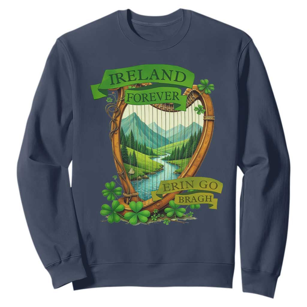 Irish Pride Sweatshirt Ireland Forever Erin Go Bragh Harp Shamrock TS11 Navy Print Your Wear