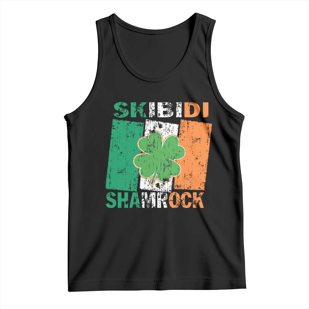 Funny St Patrick's Day Skibidi Shamrock Tank Top Vintage Ireland Flag Shamrock TS11 Black Print Your Wear