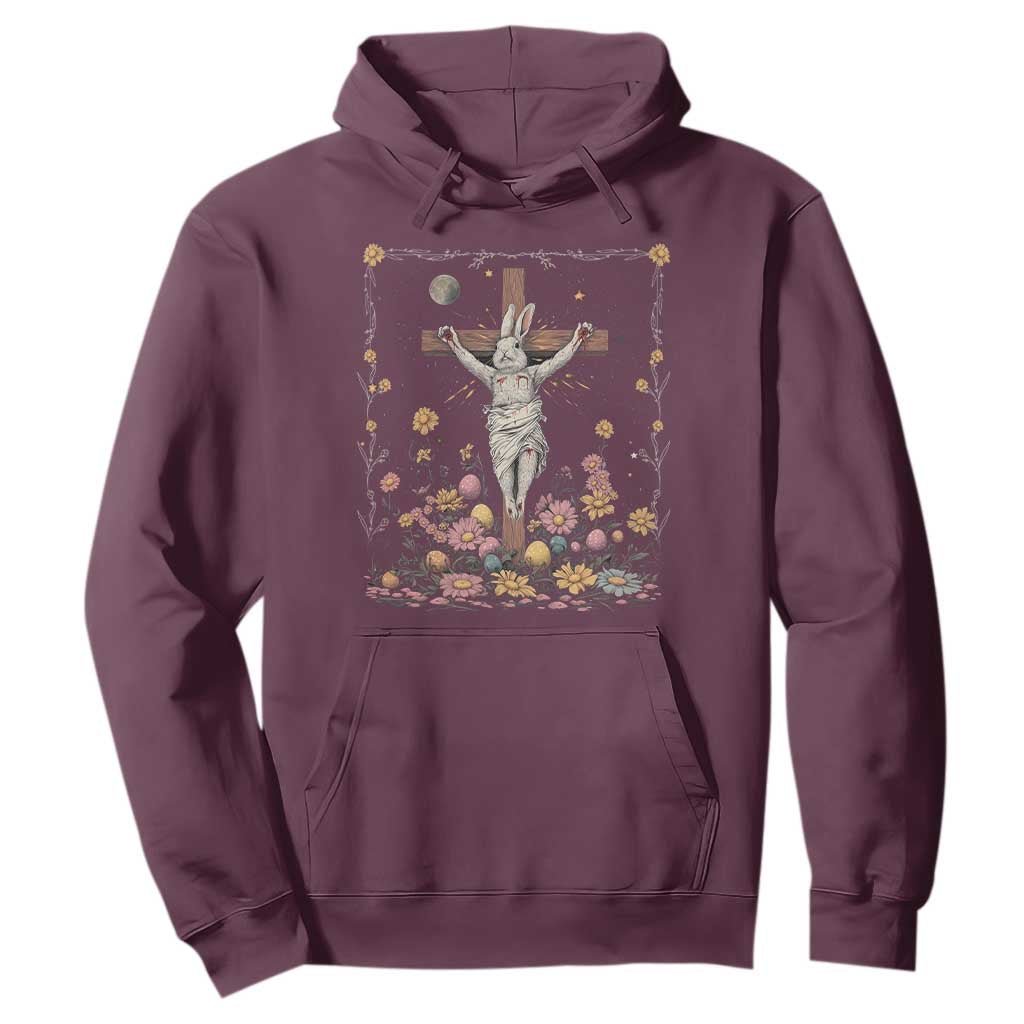 Christian Religious Easter Day Bunny Floral Christ Jesus Hoodie TS11 Maroon Print Your Wear