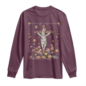 Christian Religious Easter Day Bunny Floral Christ Jesus Long Sleeve Shirt TS11 Maroon Print Your Wear