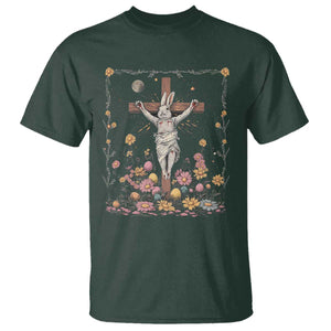 Christian Religious Easter Day Bunny Floral Christ Jesus T Shirt TS11 Dark Forest Green Print Your Wear
