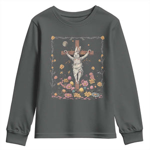 Christian Religious Easter Day Bunny Floral Christ Jesus Youth Sweatshirt TS11 Dark Heather Print Your Wear