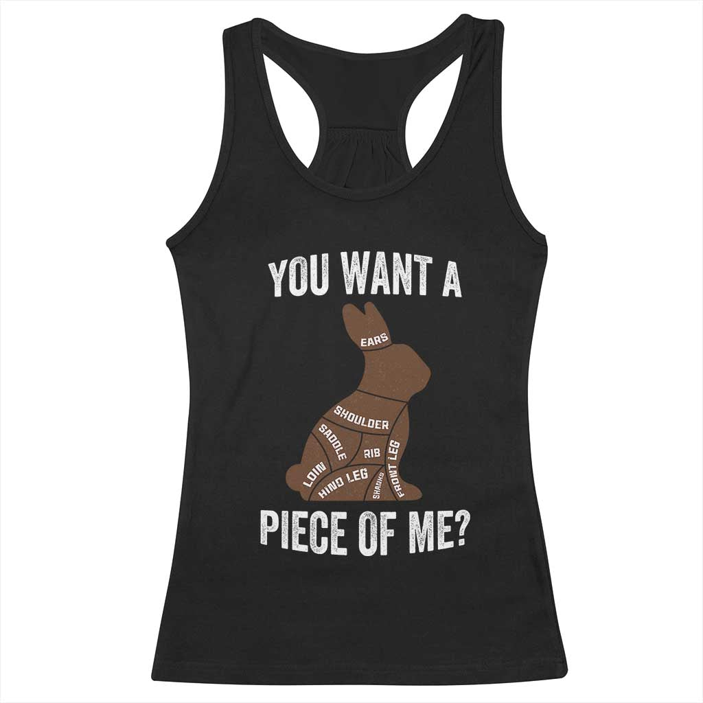 Funny You Want A Piece Of Me Racerback Tank Top Chocolate Easter Bunny TS11 Black Print Your Wear