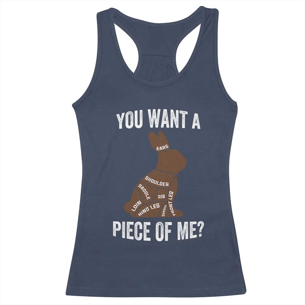 Funny You Want A Piece Of Me Racerback Tank Top Chocolate Easter Bunny TS11 Navy Print Your Wear
